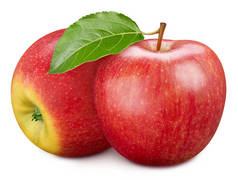 苹果水果和苹果的一半。被白色背景隔离