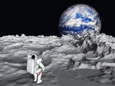 月球宇航员观察地球升起