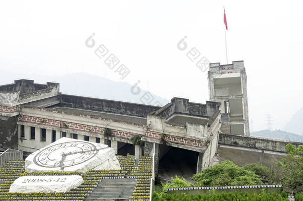 四川汶川地震后损坏的建筑物