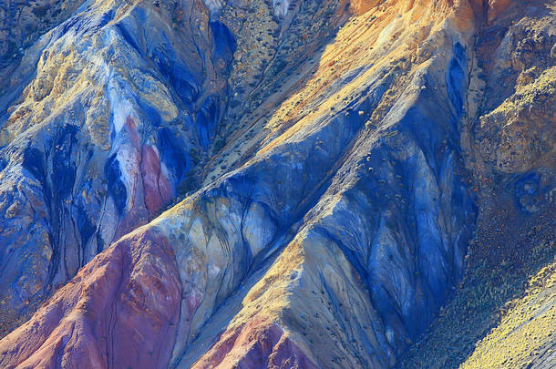 五彩缤纷的山脉，地质纹理背景，五彩缤纷的矿藏，风景