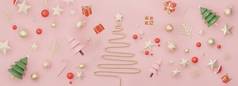 三维横幅展示产品和化妆品，与圣诞快乐和新年快乐的概念。现代几何。模拟平台