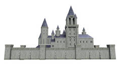 城堡学院幻想建筑，3D插图，3D渲染