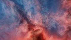 太空中的红紫色星云，马头星云，遥远星系中不同寻常的五彩斑斓星云，红色星云3D