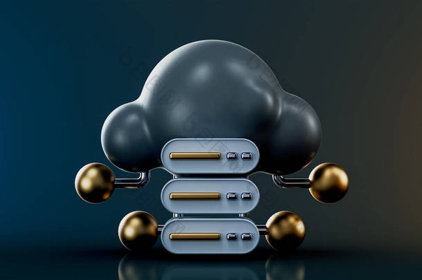 cloud storage service <strong>icon</strong> on dark background 3d render render concept for sharing storage data