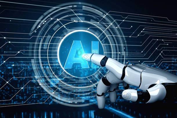 <strong>面向</strong>未来的机器人人工智能启发了人工智能技术的发展和机器学习的概念.全球机器人仿生科学研究的未来人类的生活。3D渲染图形.