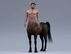3D Rendering : A portrait of the handsome male centaur posing his body with the studio background, c