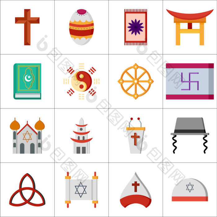 一套宗教图标图片-包图网企业站