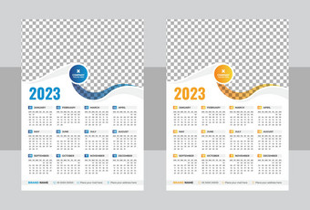 2023日历布局，2023单页日历模板设计，2023周从周日日历设计开始，2023年单页日历模板设计，2023年计划日记本附有照片位置图片