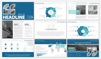 蓝色、绿色、灰色、演示文稿模板、白色背景。2020. 最佳信息元素。宣传单、传单、公司报告、市场营销、屏幕、广告、文件、年度报告、载体图片