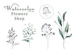 水彩画花卉在白色背景 700 dpi 相似的例证叶子 geen 颜色.