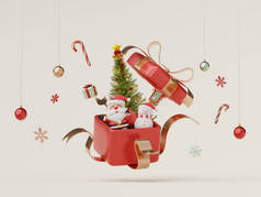 Merry Christmas and Happy New Year, Scene of Christmas celebration with Santa Claus and snowman with