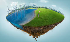 替代清洁能源、环境保护、可持续、生态、可再生能源视觉概念图像