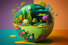 摘要为地球日提供生态友好型世界.拯救世界、保护环境的概念