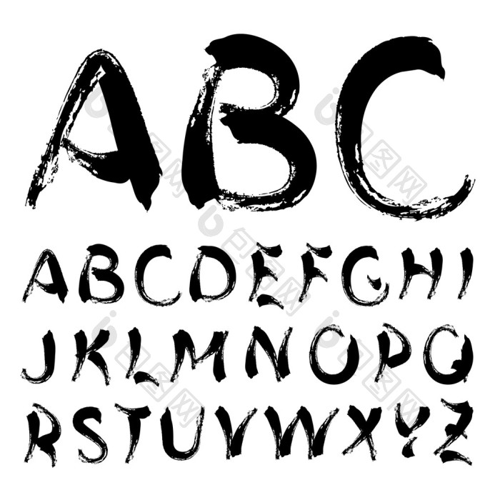 矢量字母表写蹩脚涂鸦插图抽象字母线条绘图图片-包图网企业站