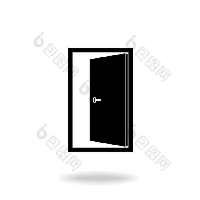 打开车门图形图标在白色背景上隔离的门标志图片-包图网企业站