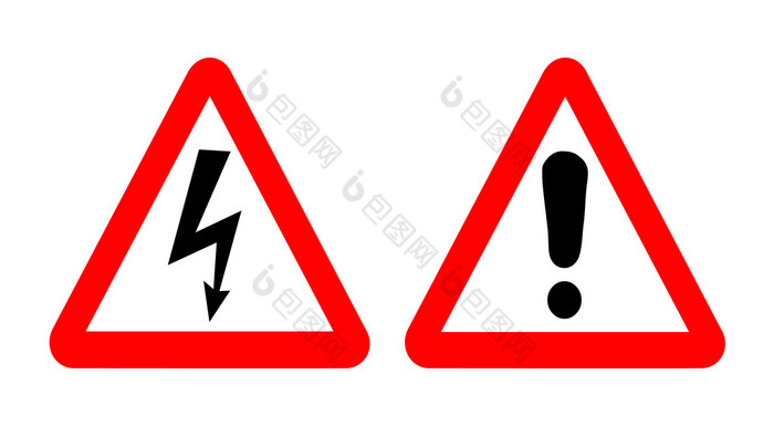 高电压和警示标志在红三角的紧急符号矢量图图片-包图网企业站