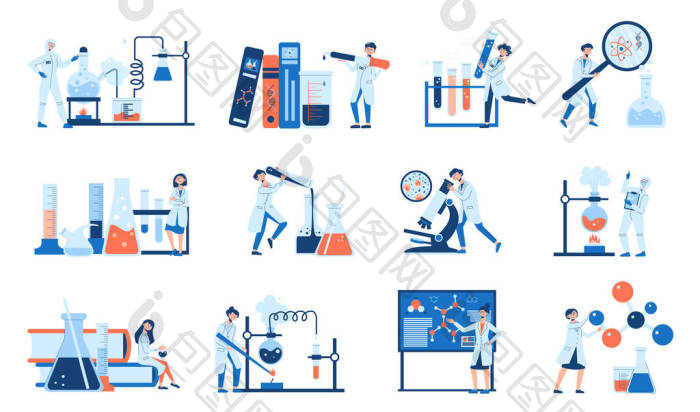 科学实验室图标集实验室科学家和研究人员进图片-包图网企业站