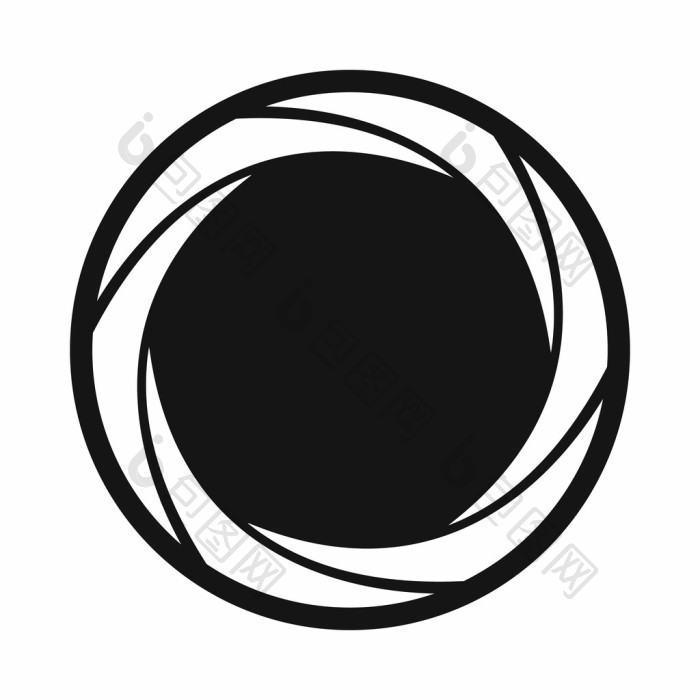 在白色背景上的简单风格相机快门光圈图标图片-包图网企业站