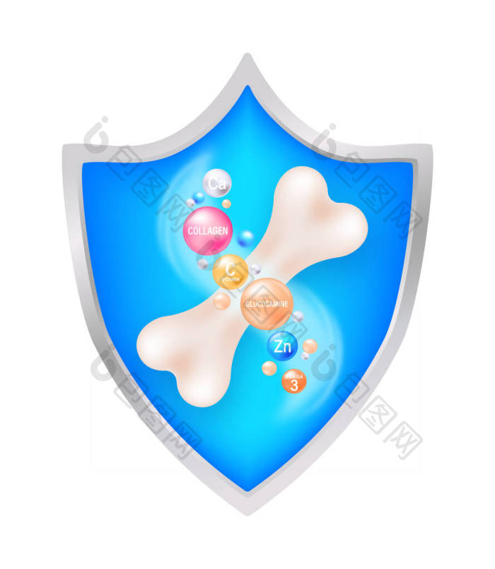 骨骼健康保护与必需营养素盾矢量图图片 包图网企业站 