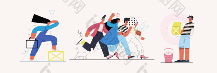 启动插图设置平面直线矢量的现代概念说明的图片-包图网企业站