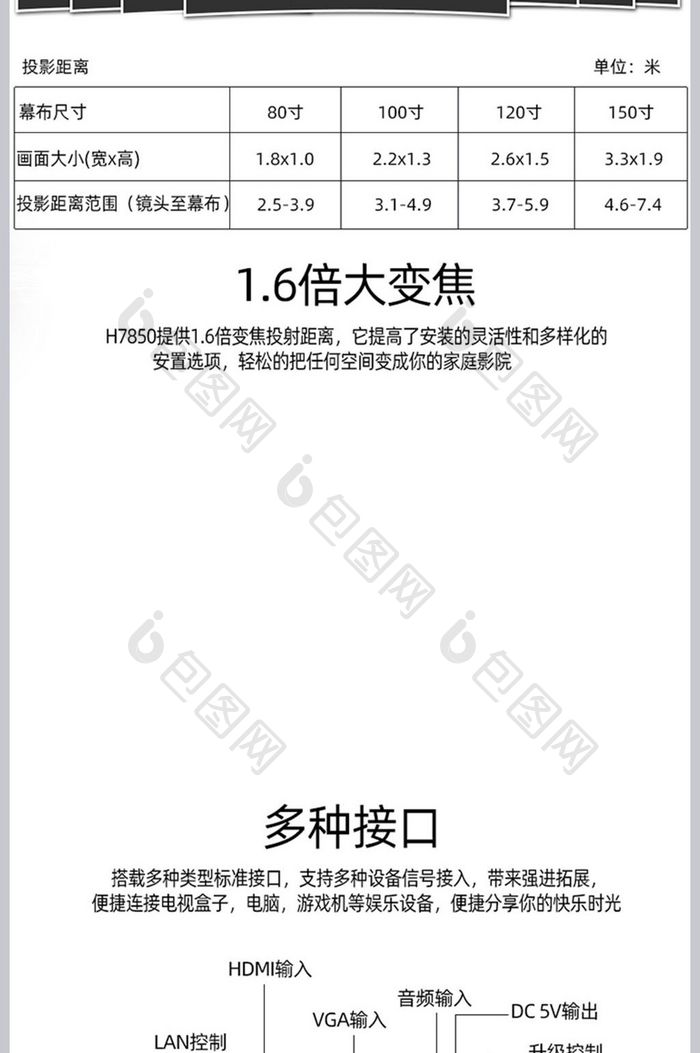 科技风电子数码投影仪办公家用电商详情页