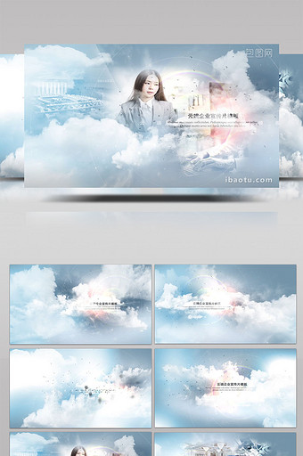 企业宣传云层穿梭图文展示片头AE模板图片