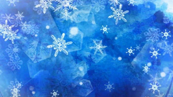 蓝色背景中飘落的美丽雪花动态视频素材