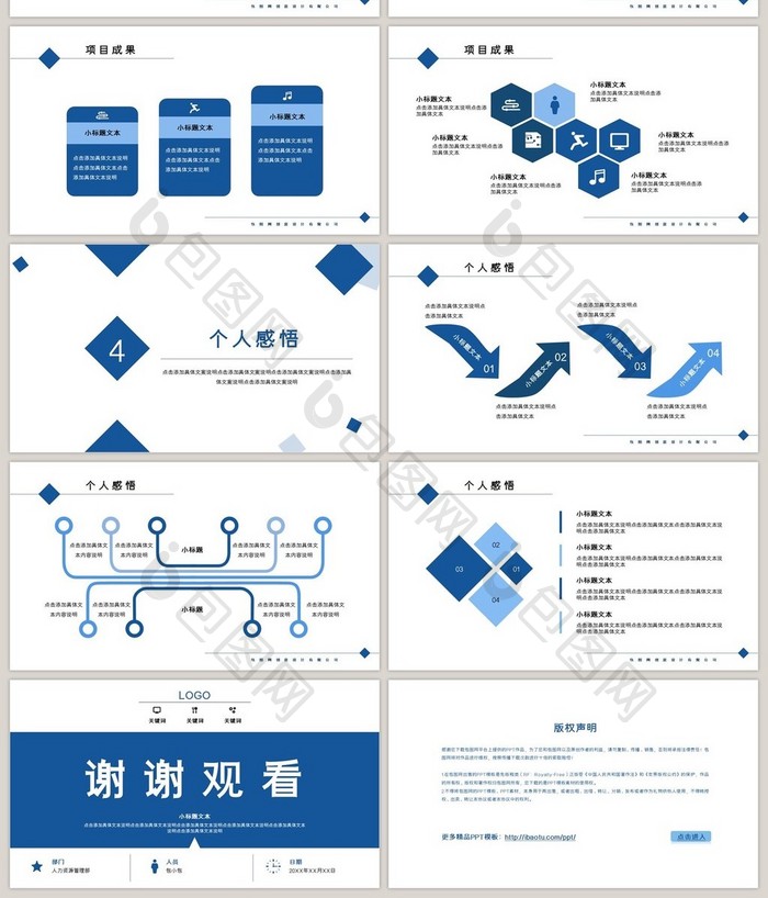 藍色晉升轉正答辯述職報告ppt模板