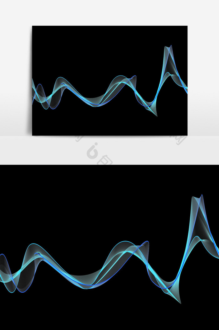 蓝色唯美线条波浪元素