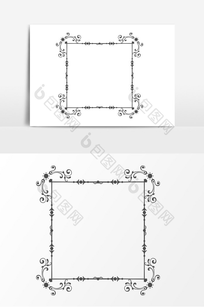 黑色方形线描花边边框