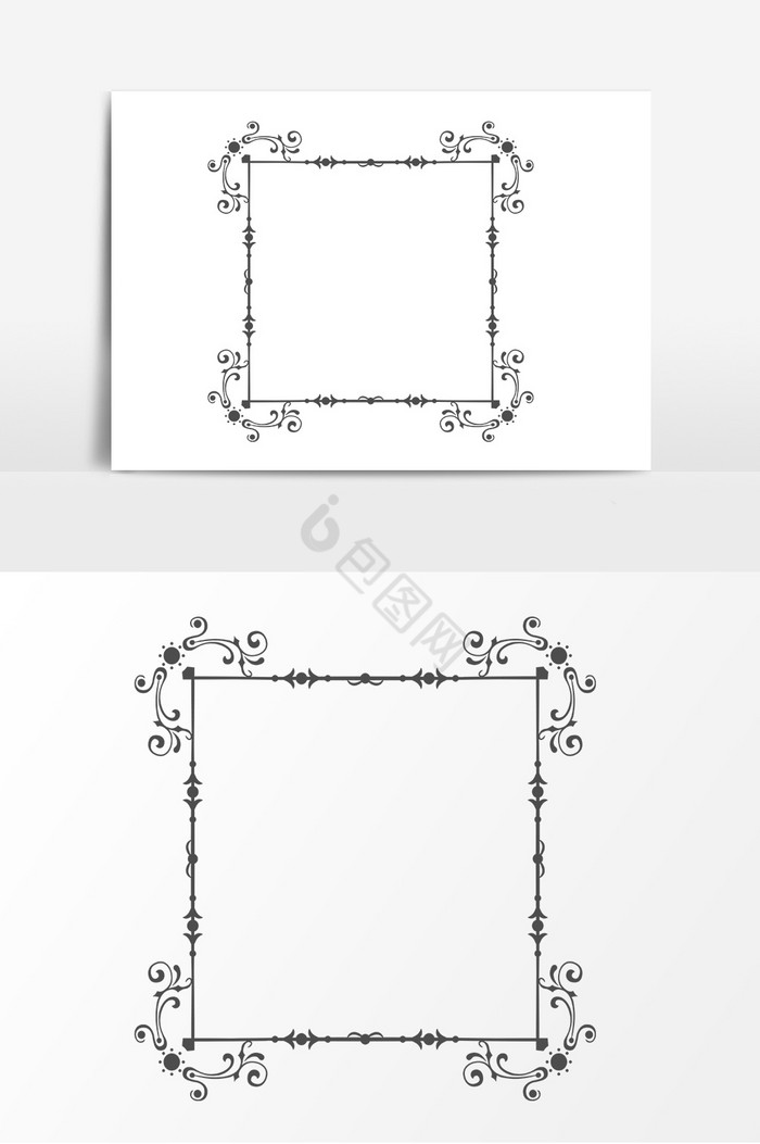 方形线描花边边框图片