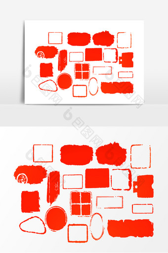 中国风红色边框底纹素材图片