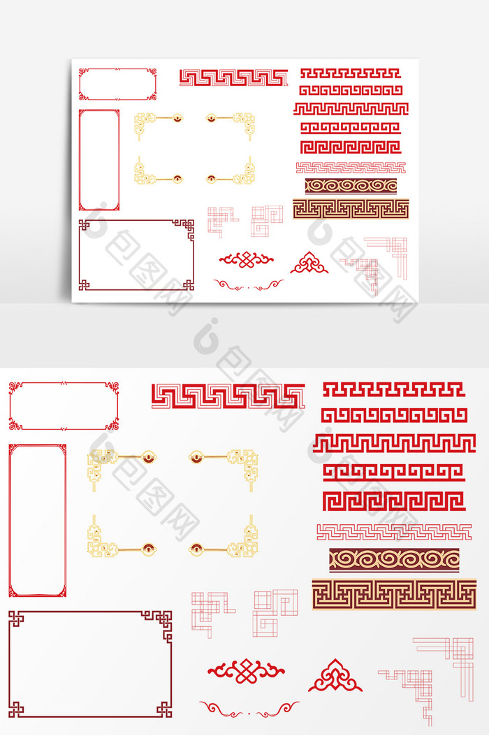 中国风excel边框回字纹底纹 Ai素材 包图网