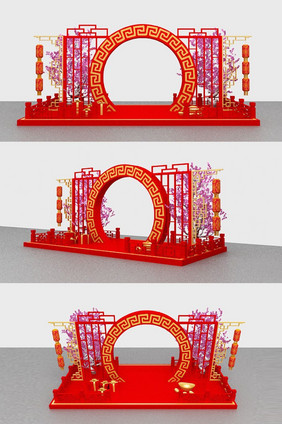 新年门楼装饰美陈模型
