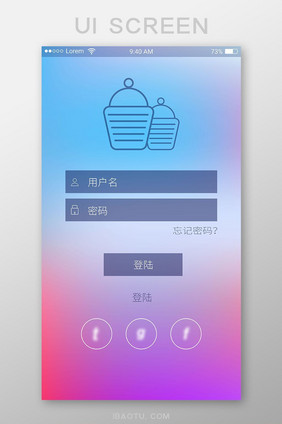 七彩渐变商务注册登录移动界面UI矢量素材