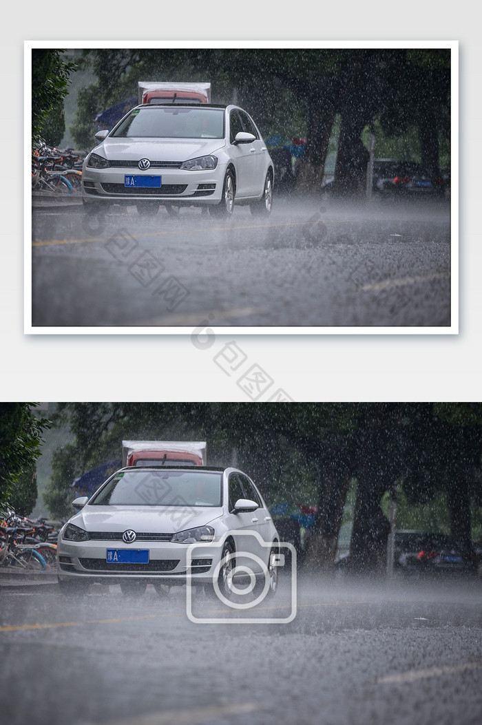 狂风骤雨中的汽车图片图片