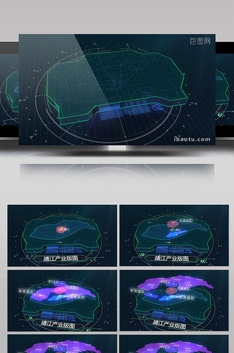 科技风格三位地图展示AE模板图片