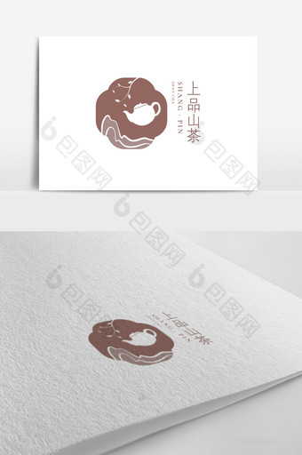 中式文艺风格山茶茶叶标志设计图片