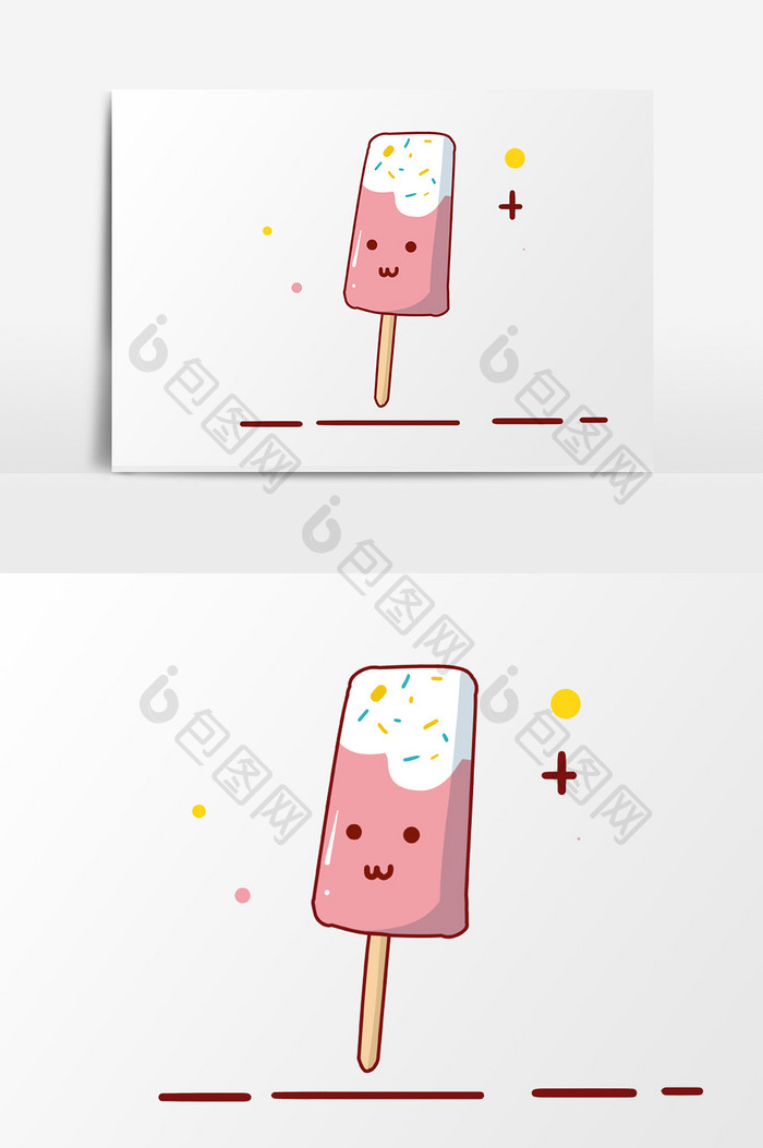 手绘卡通简约冰淇淋夏季红色拟人免扣图片素