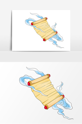古代书卷手绘插画设计元素1024*1540图片素材免费下载-编号1334304-潮点视频