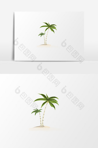 手绘卡通立夏椰子树免抠图元素图片