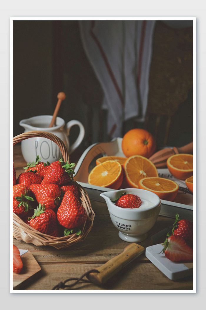 新鲜水果草莓橙子摄影图片