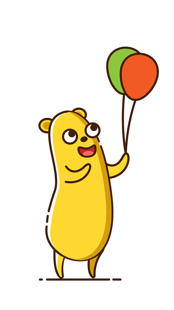 可爱贱萌小黄熊玩气球动态表情包图片