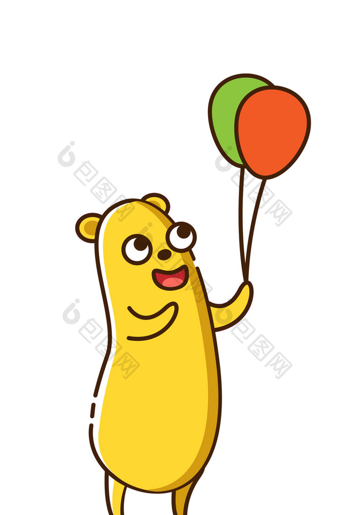 可爱贱萌小黄熊玩气球动态表情包