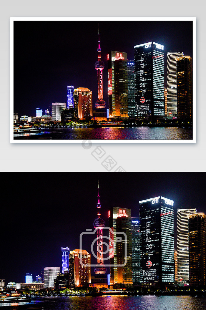 时尚繁华的上海外滩浦东夜景摄影图