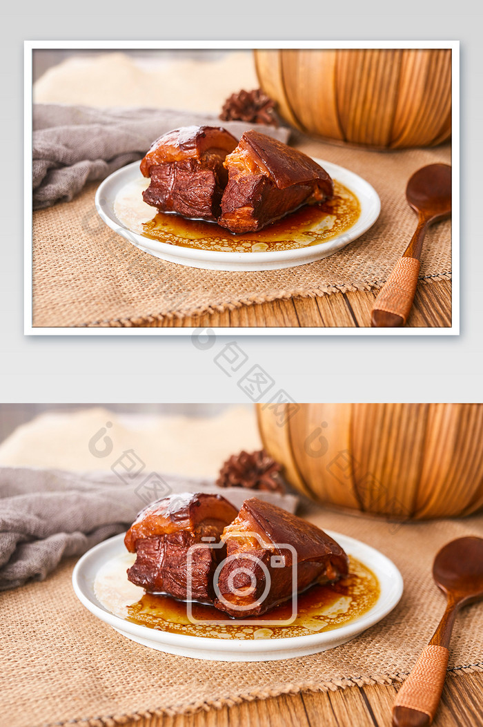 嘉兴特产粽叶红烧肉五花肉猪皮美食摄影图片