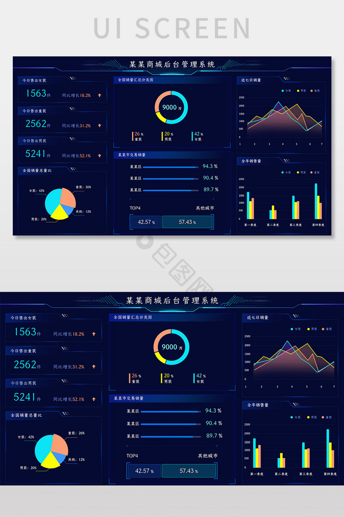 蓝色简约渐变大数据可视化后台管理网页界面图片