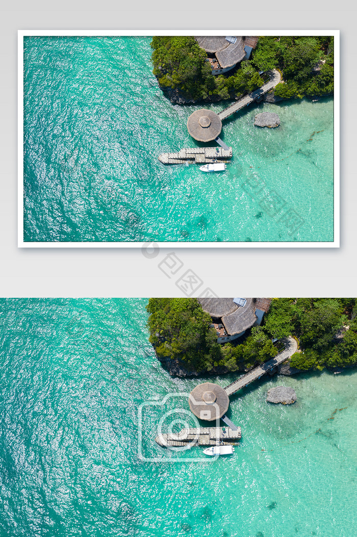 夏日碧绿长滩岛码头俯拍摄影图