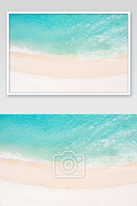 纯净碧绿大海沙滩航拍摄影图