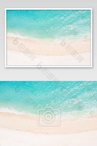 纯净碧绿大海沙滩航拍摄影图图片